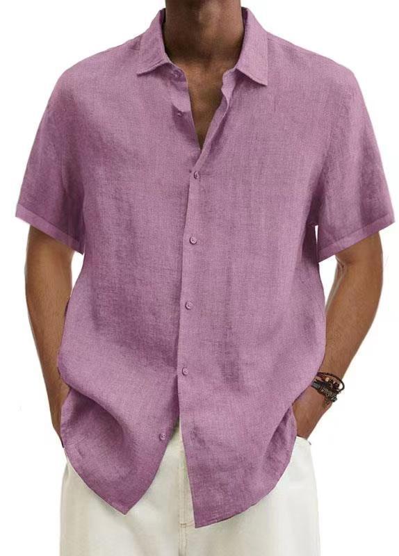 Men's Cotton Linen Solid Color Shirt