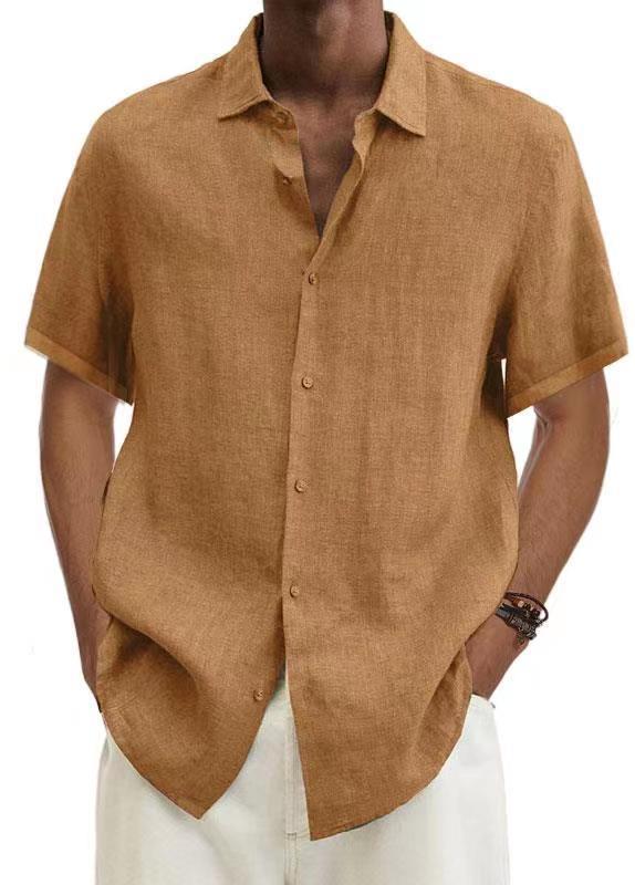 Men's Cotton Linen Solid Color Shirt