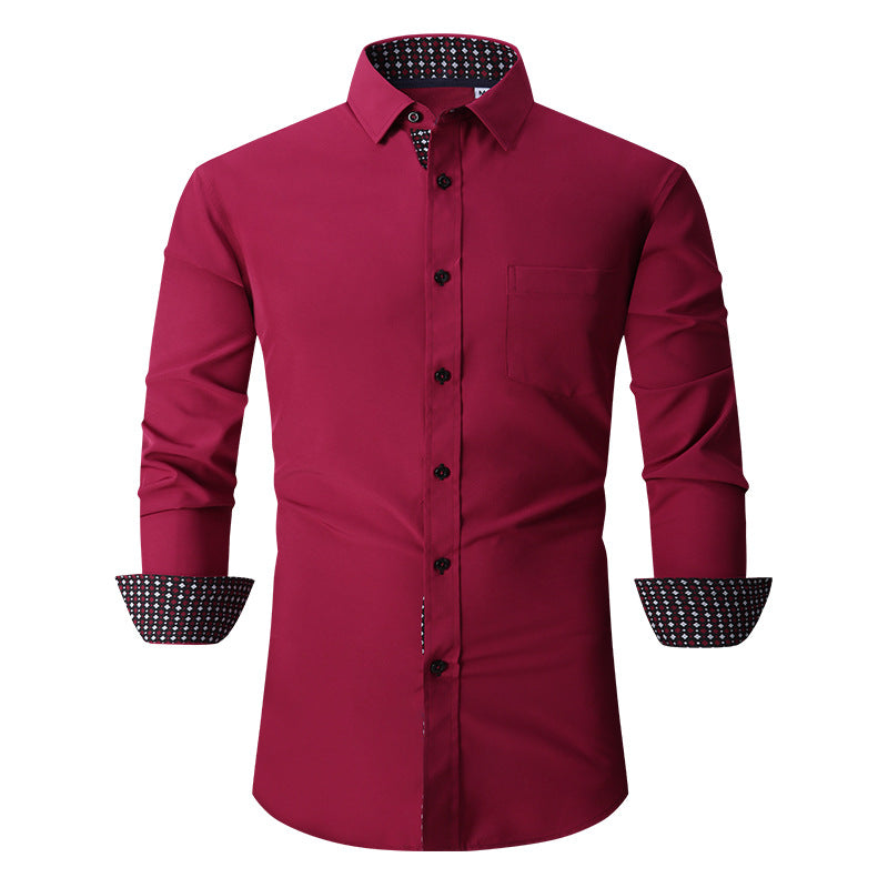 Men's Classic Long Sleeves Solid Color Shirt