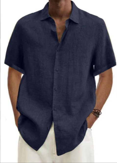 Men's Cotton Linen Solid Color Shirt