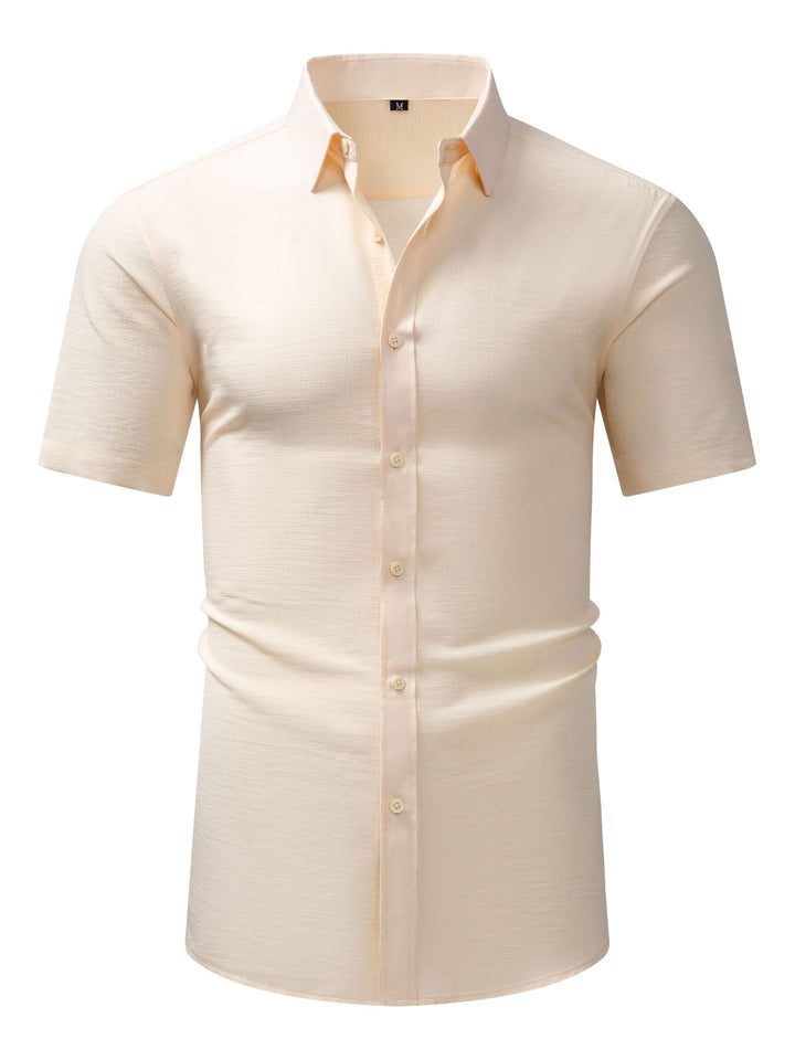 Men's Casual Short Sleeves Solid Color Cotton Shirt