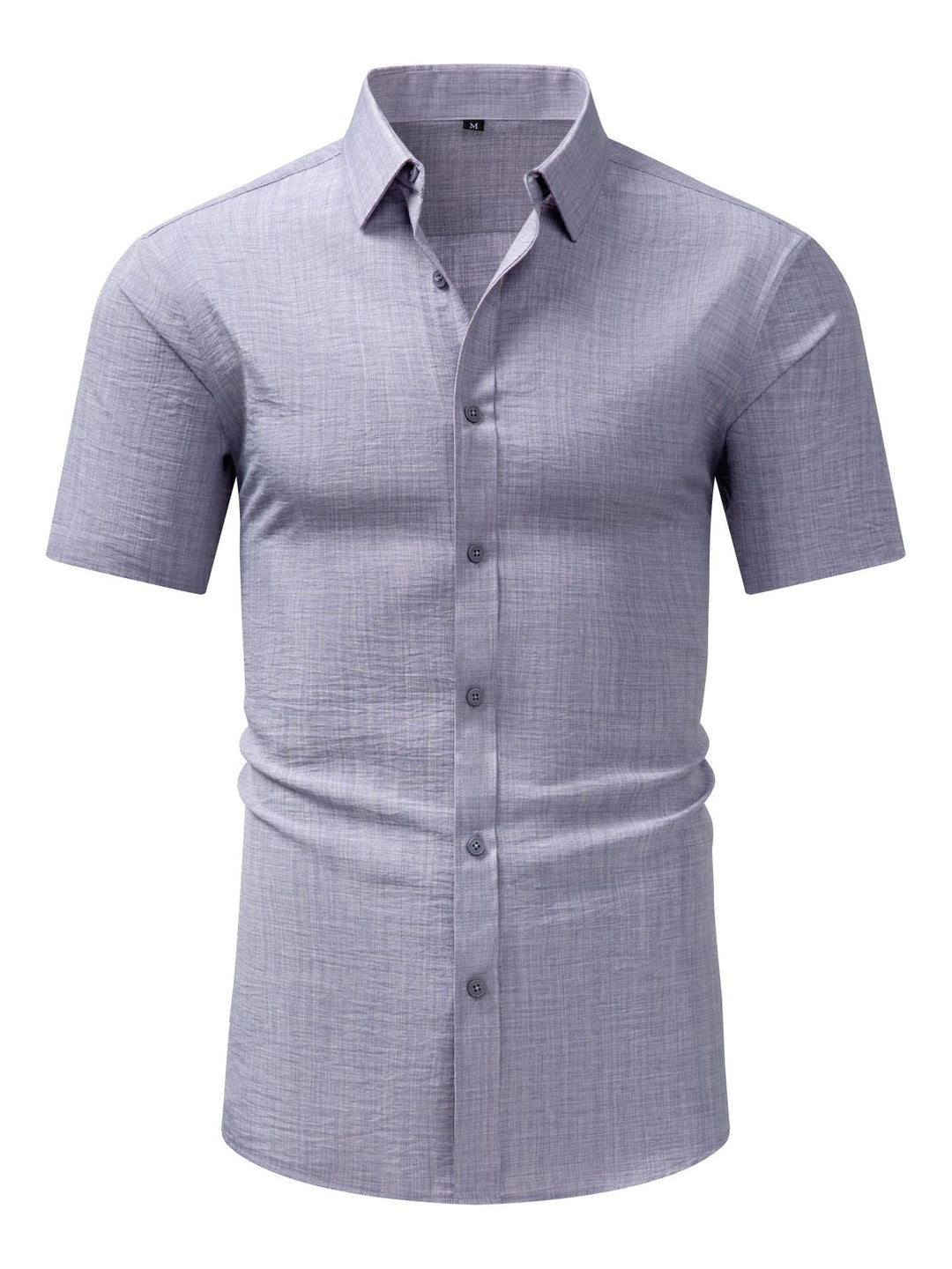 Men's Casual Short Sleeves Solid Color Cotton Shirt