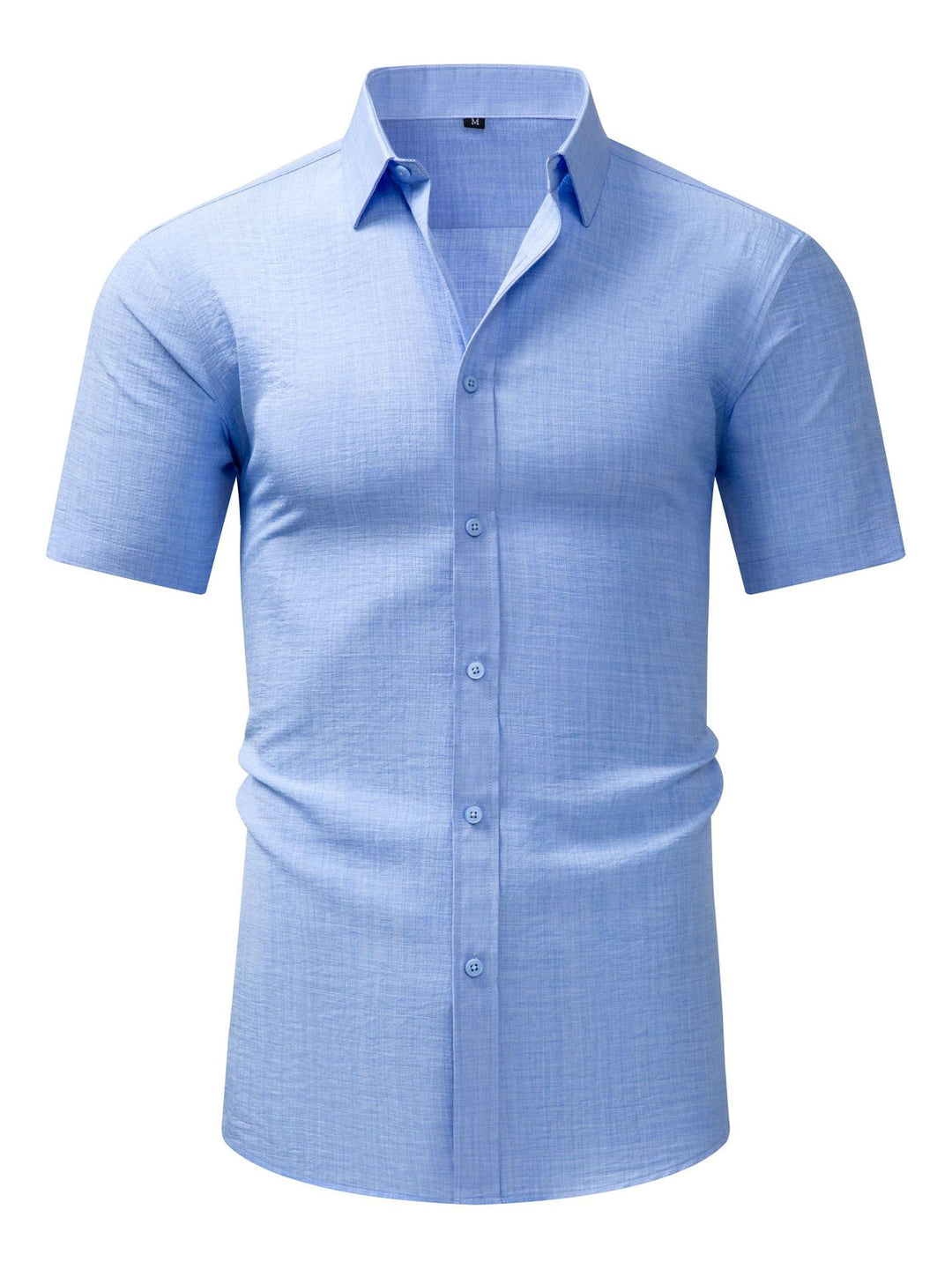 Men's Casual Short Sleeves Solid Color Cotton Shirt