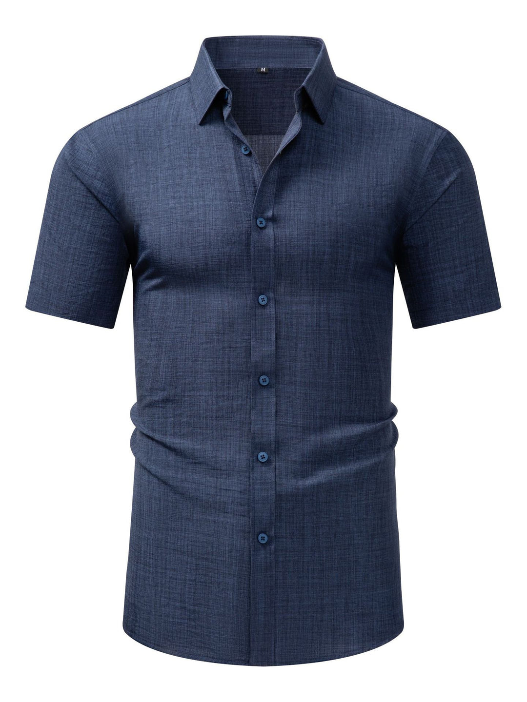 Men's Casual Short Sleeves Solid Color Cotton Shirt
