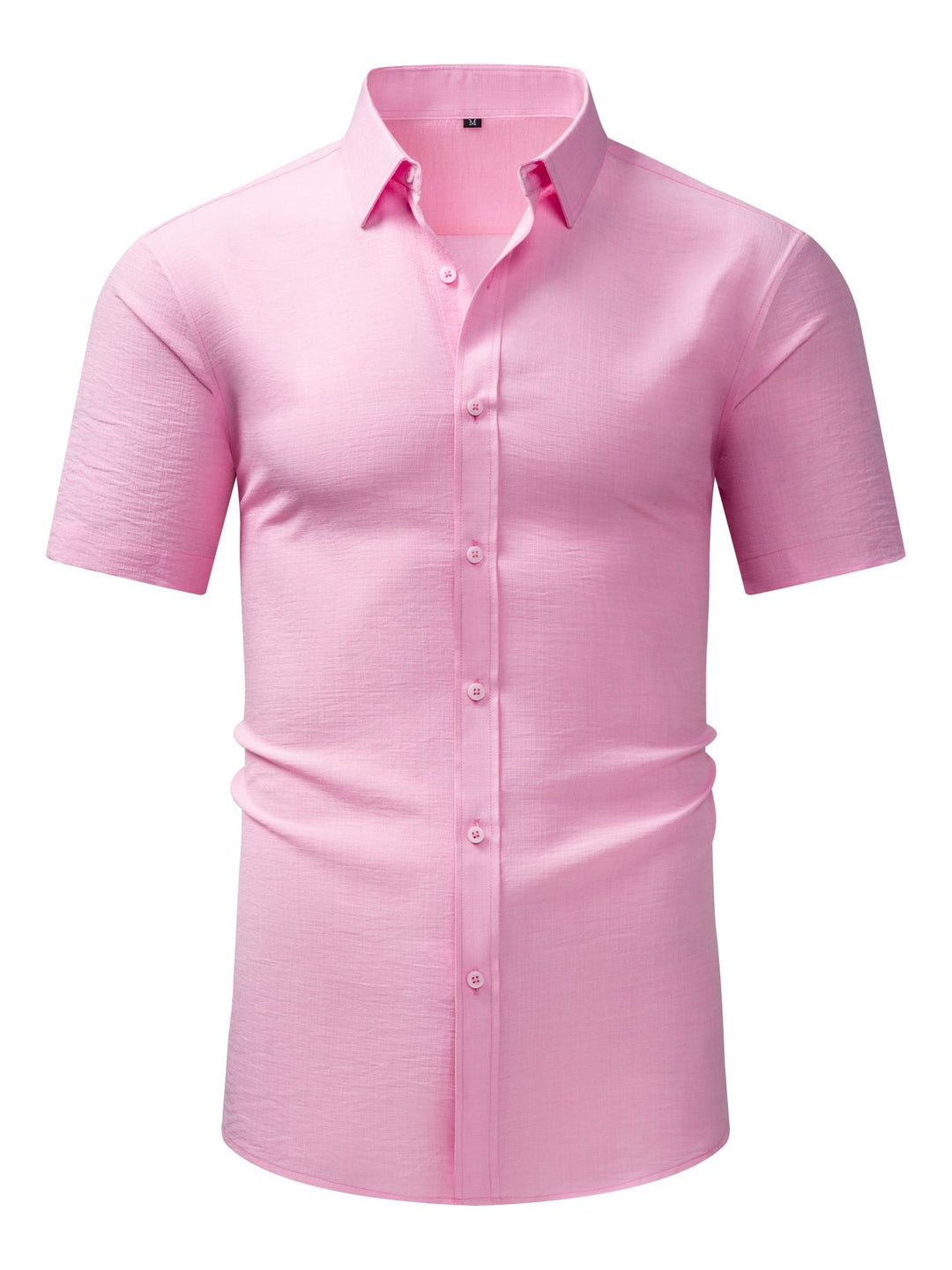 Men's Casual Short Sleeves Solid Color Cotton Shirt