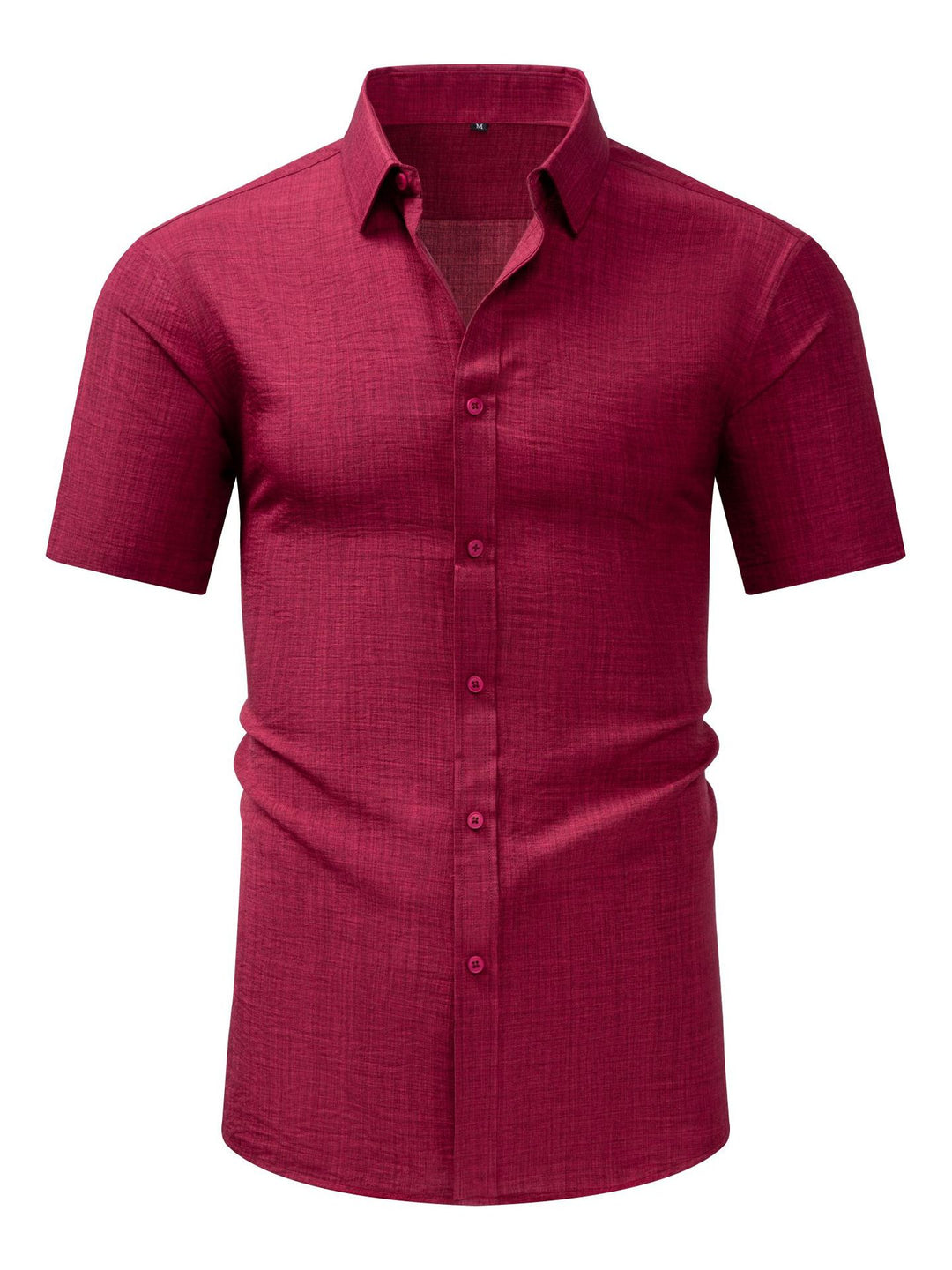 Men's Casual Short Sleeves Solid Color Cotton Shirt