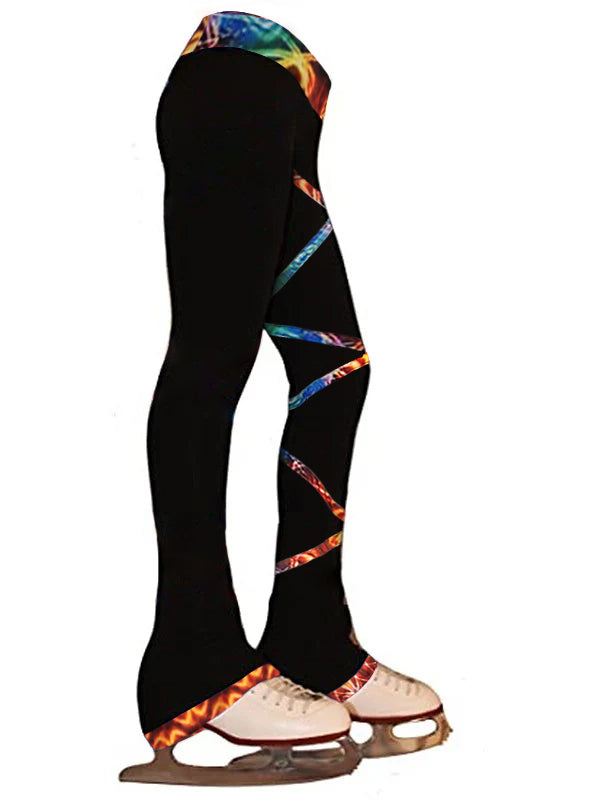 Figure Skating Pants Women's Girls' Dancewear Fleece Spandex High Elasticity Patchwork Ice Skating Leggings