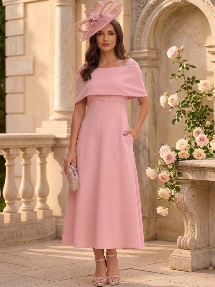 A-Line/Princess Off-the-shoulder Stretch Satin Mother of the Bride Dresses Ankle-Length Sleeveless Beading