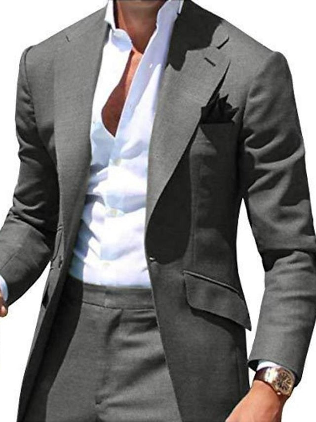 Men's Tailored Fit Single Breasted One-button 2 Pieces Wedding Suits