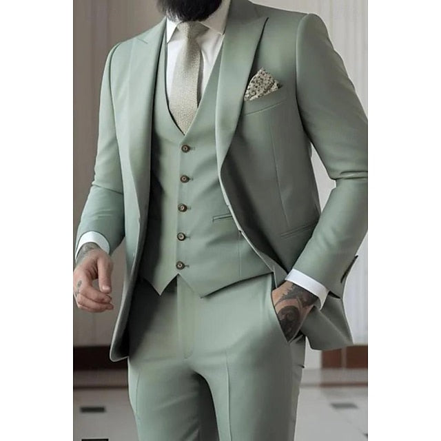 Men's Tailored Fit Single Breasted One-button 3 Pieces Wedding