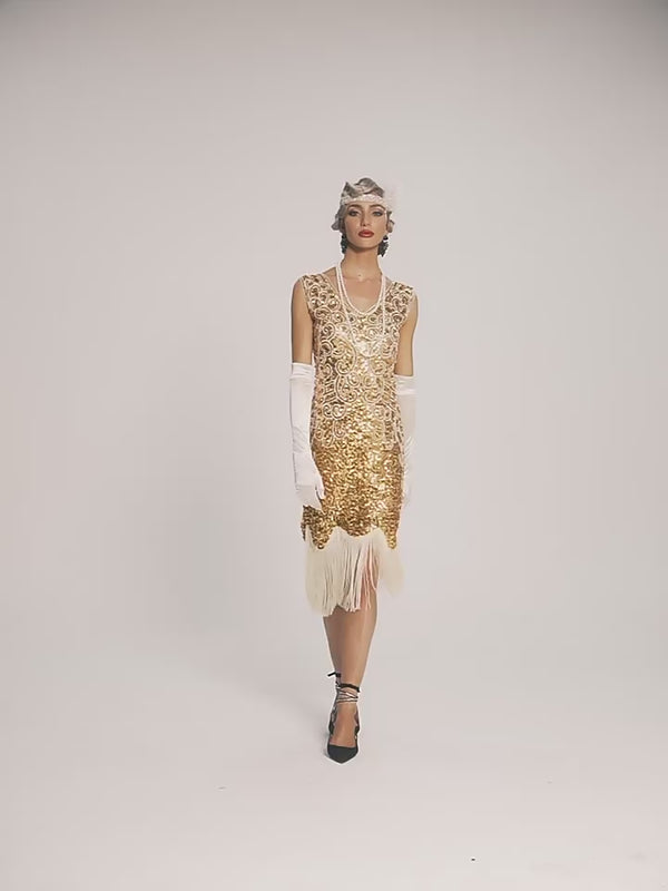 1920s The Great Gatsby Outfit Sheath/Column V-Neck Sequins Vintage Dresses