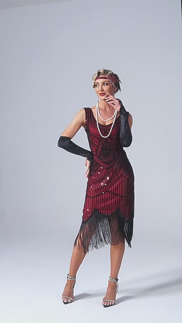 1920s Sheath/Column V-Neck Sequins Vintage Costume Party Dresses
