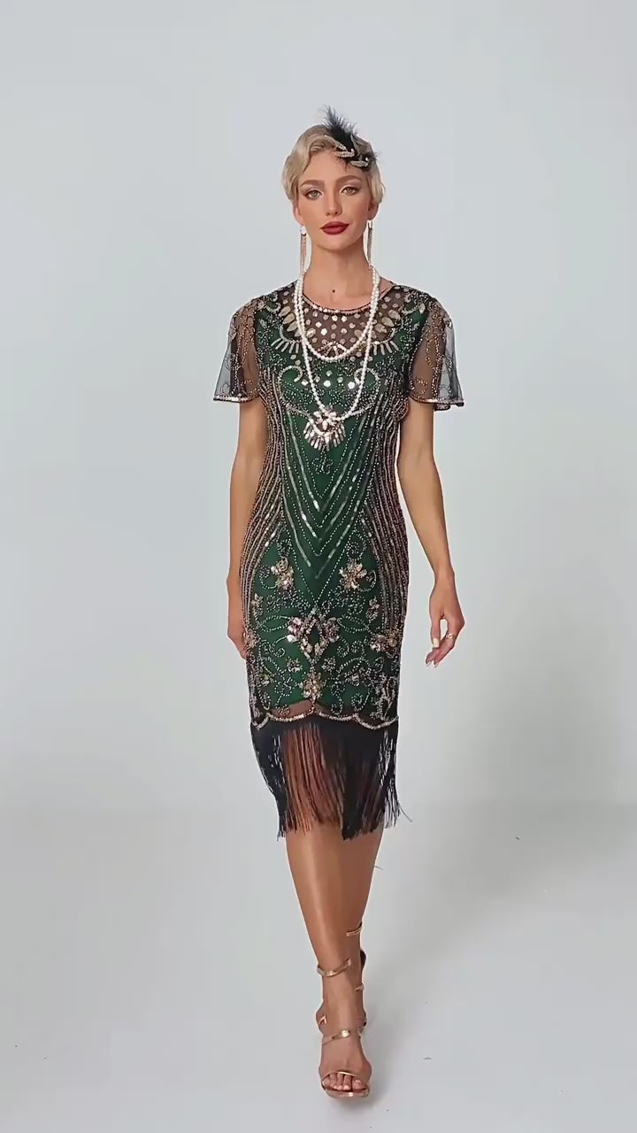 slim fit dress slacks 1920S Halter Fringed Sequin Gatsby Flapper Dress – Jolly Vintage