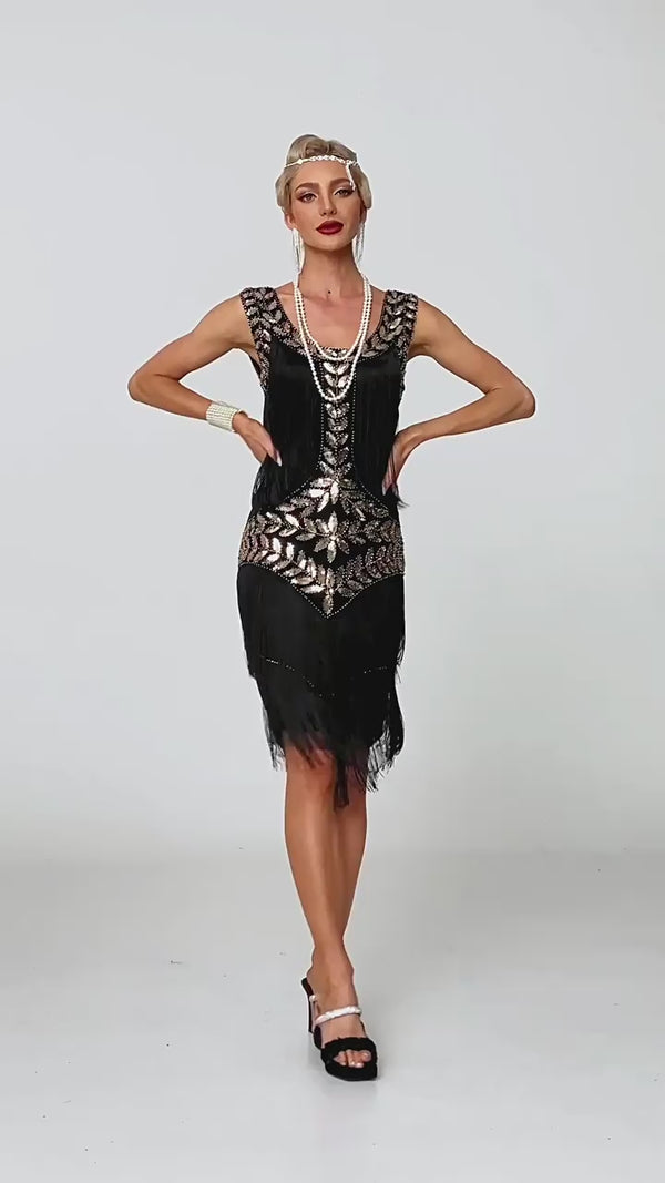 1920s The Great Gatsby Outfit Sheath/Column Scoop Sequins Vintage Dresses