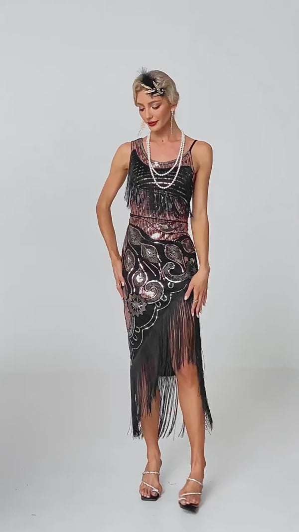 1920s The Great Gatsby Outfit Sheath/Column One-Shoulder Sequins Vintage Dresses