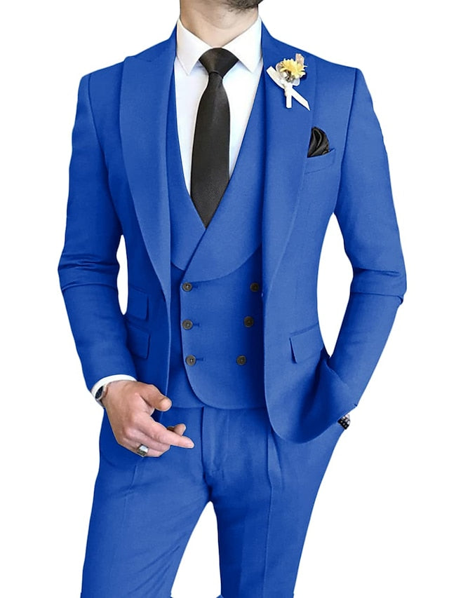 Men's Tailored Fit Single Breasted One-button 3 Pieces Wedding Suits