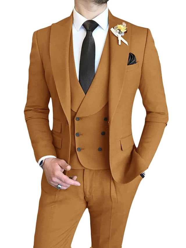 Men's Tailored Fit Single Breasted One-button 3 Pieces Wedding Suits