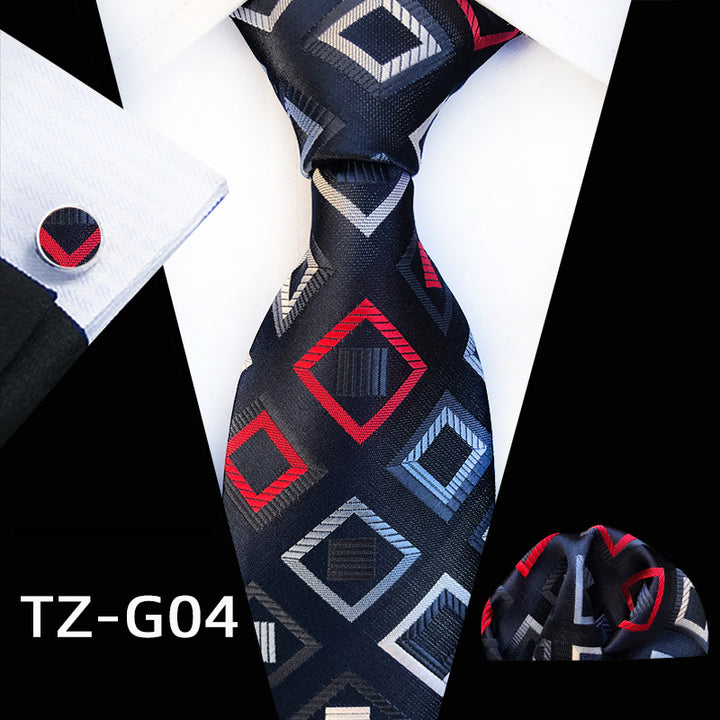 Men's Business Formal Evening Tie Lattice Three Piece Suit