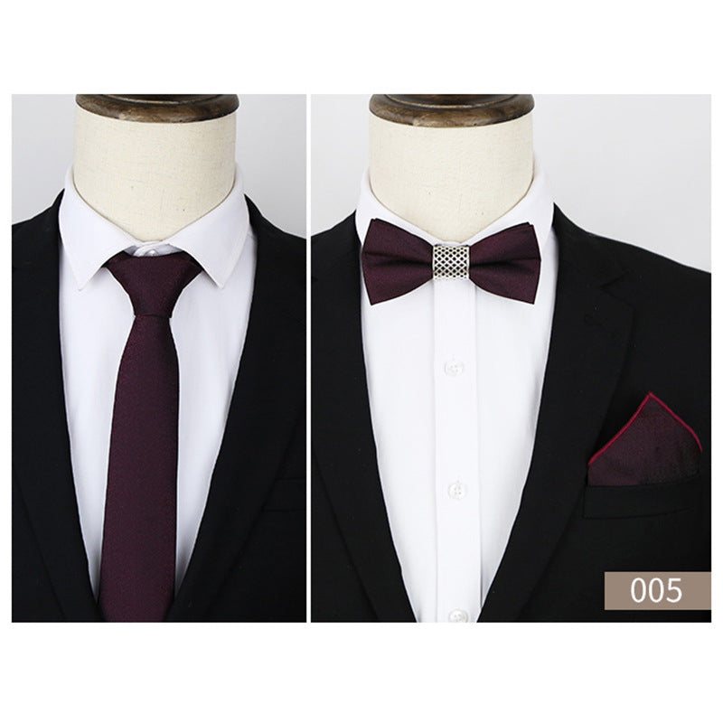 Men's Business Formal Evening Solid Color Tie 3 pieces