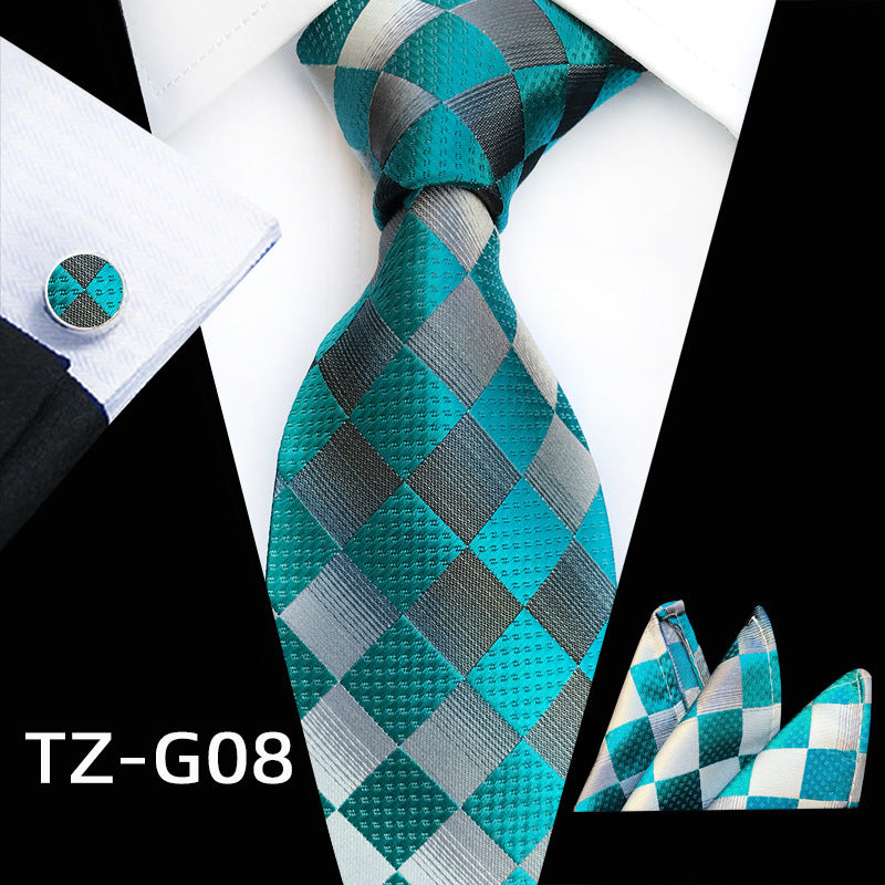 Men's Business Formal Evening Tie Lattice Three Piece Suit