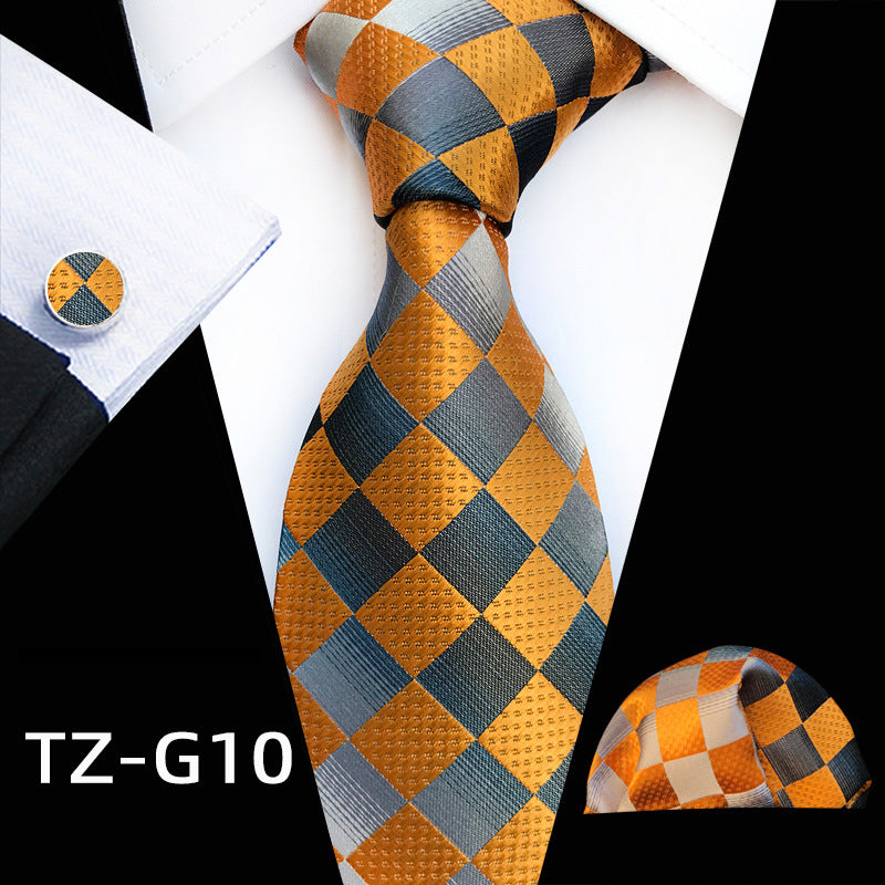 Men's Business Formal Evening Tie Lattice Three Piece Suit