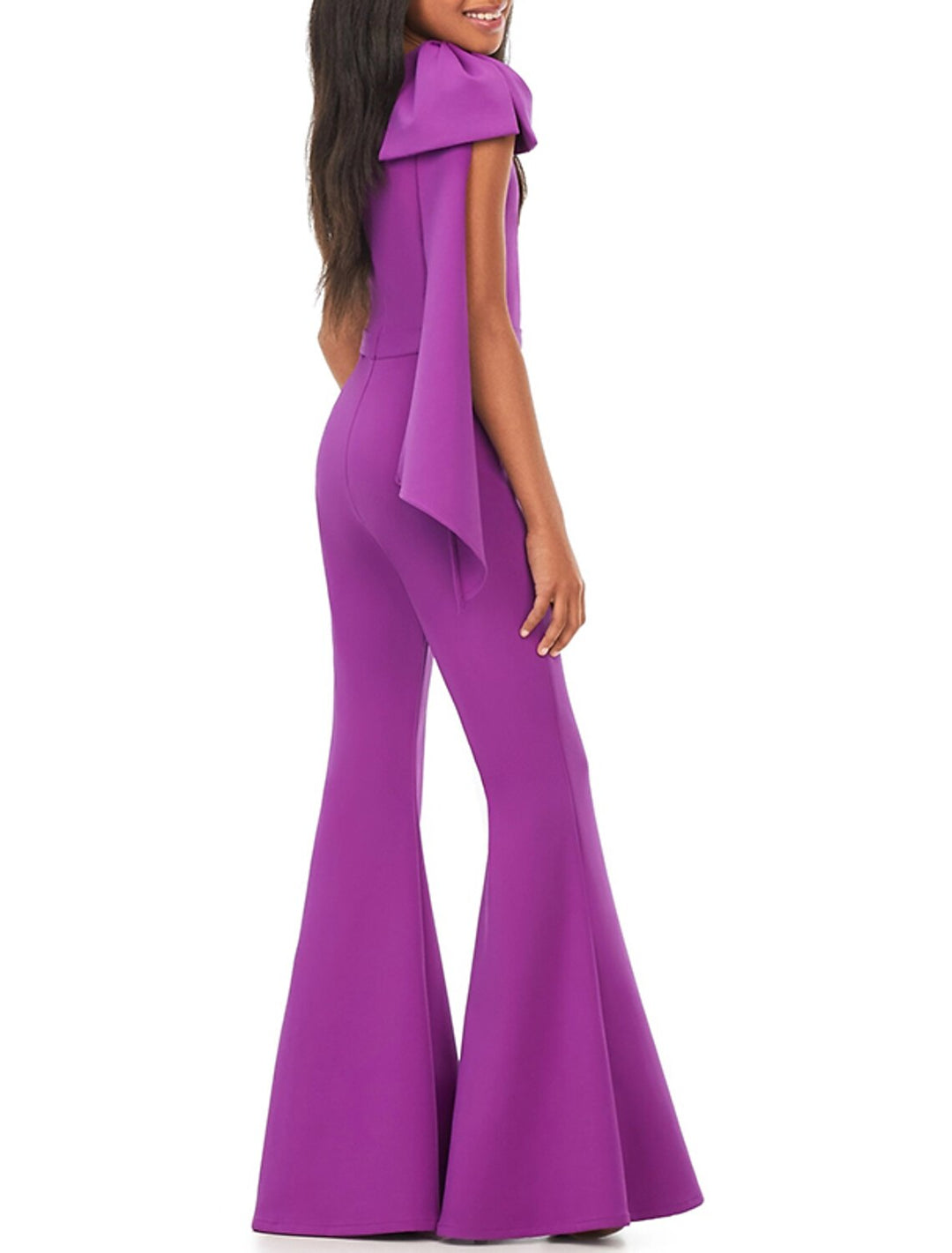 One-Shoulder Girls Prom Jumpsuits with Bowknot