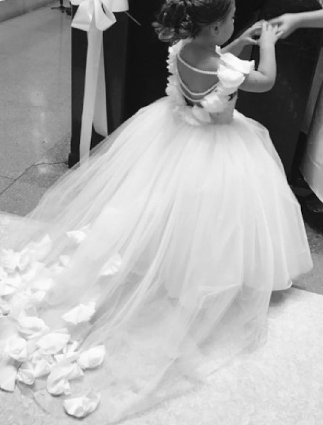 A-Line/Princess Tulle Floral Flower Girl Dresses with Beading