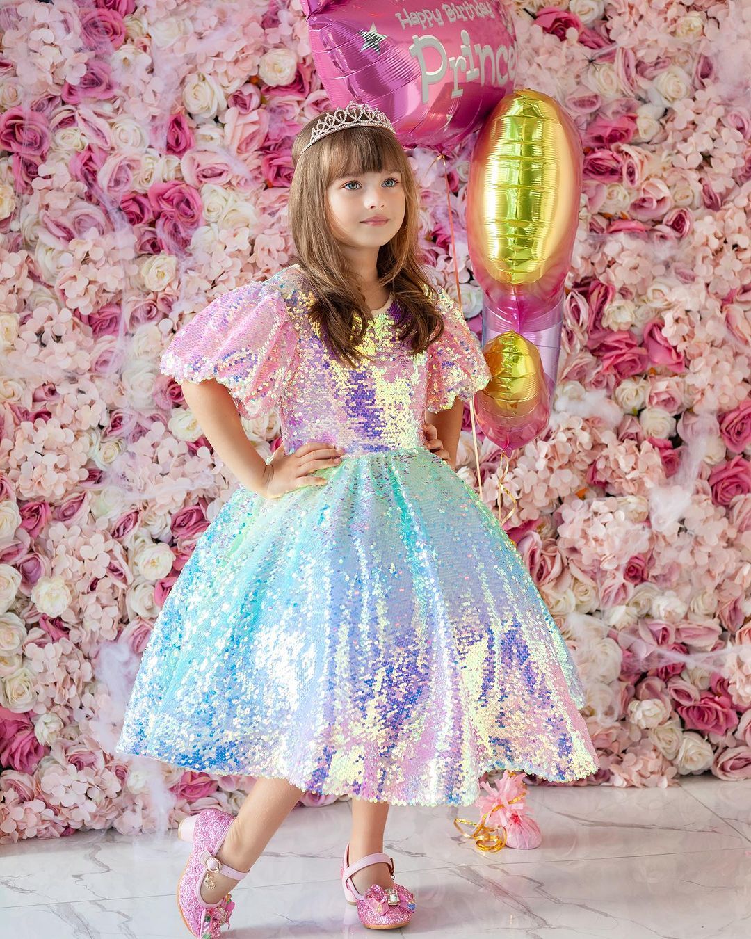 Ball Gown Princess Rainbow Unicorn Sequins Little Girl Party Dresses, Rainbow Ball Gown Princess Rainbow Unicorn Sequins Little Girl Party Dresses, Rainbow