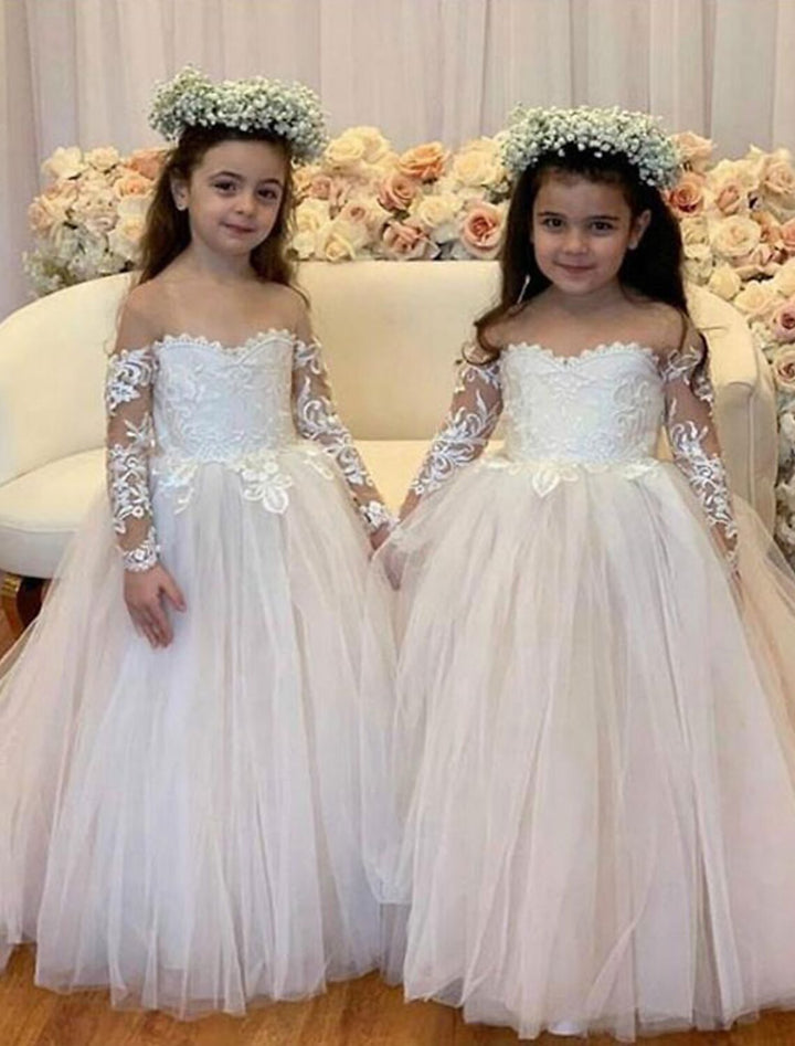 Ball Gown Tulle Flower Girl Dresses with Applique