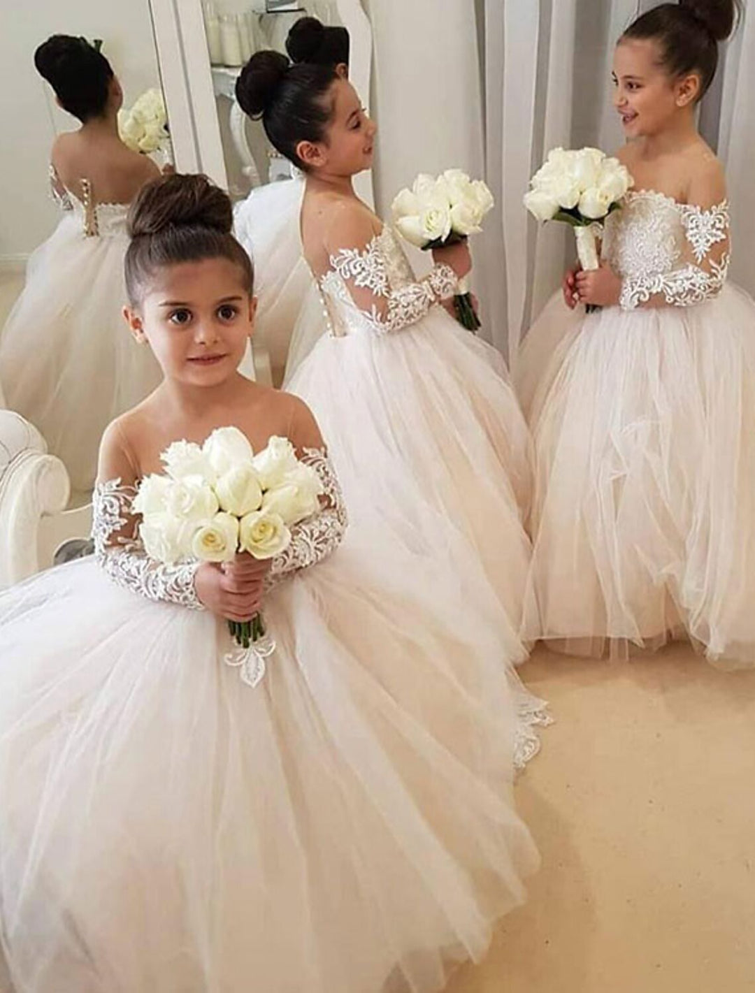 Ball Gown Tulle Flower Girl Dresses with Applique