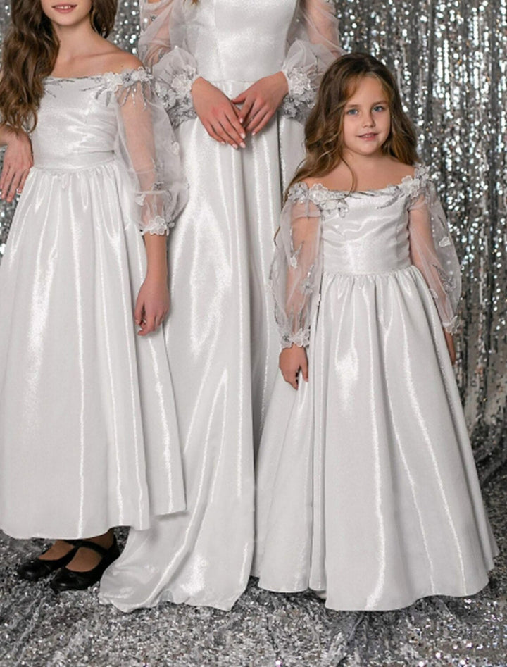 A-Line/Princess Off-the-Shoulder Flower Girl Dresses with Beading