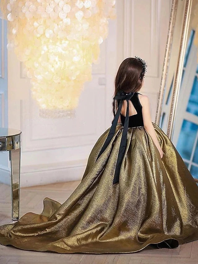 Ball Gown Formal Party Girl Dresses with Bowknot - Mondressy