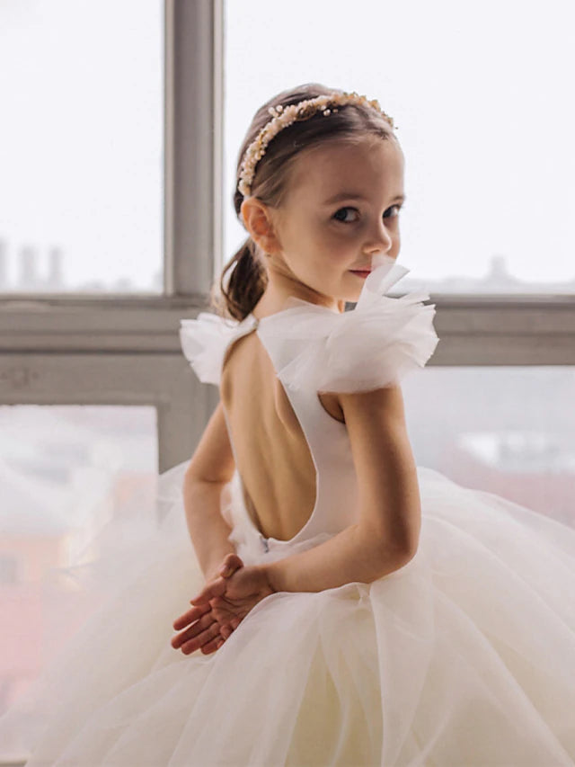 Ball Gown Ombre Tulle Flower Girl Dresses with Ruffles