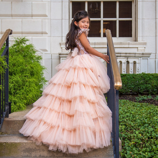 Ball Gown Sequins Flower Girl Dresses with Ruffles & Bowknot