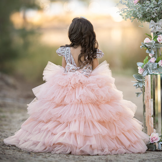 Ball Gown Sequins Flower Girl Dresses with Ruffles & Bowknot