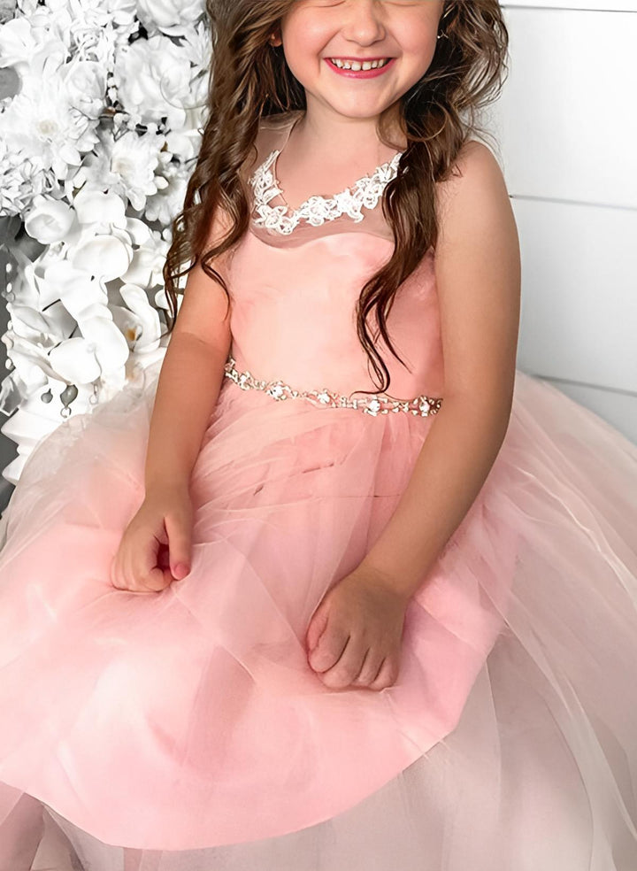 A-Line/Princess Tulle Flower Girl Dresses With Pleated