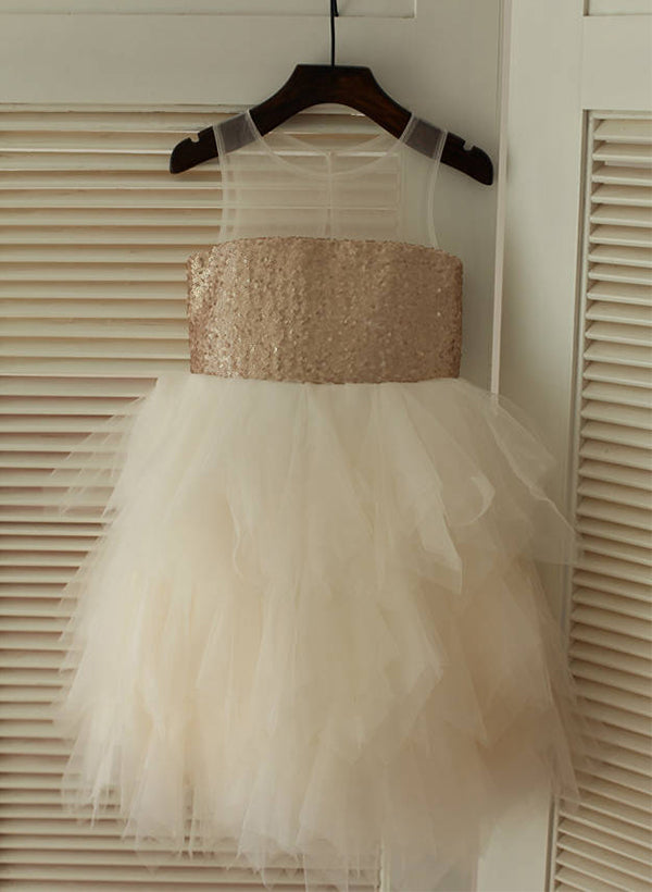 A-Line/Princess Tulle Flower Girl Dresses With Sequins