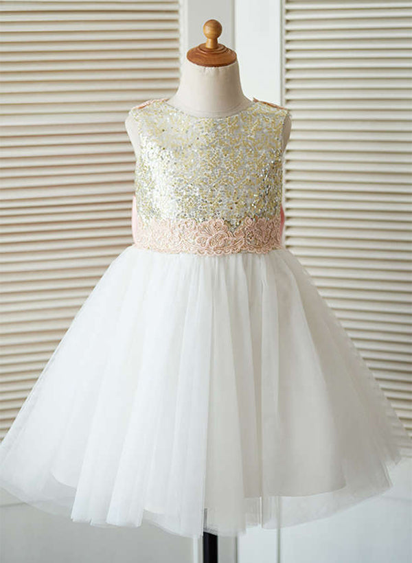 A-Line/Princess Tulle Flower Girl Dresses With Bowknot - Mondressy A-Line/Princess Tulle Flower Girl Dresses With Bowknot - Mondressy