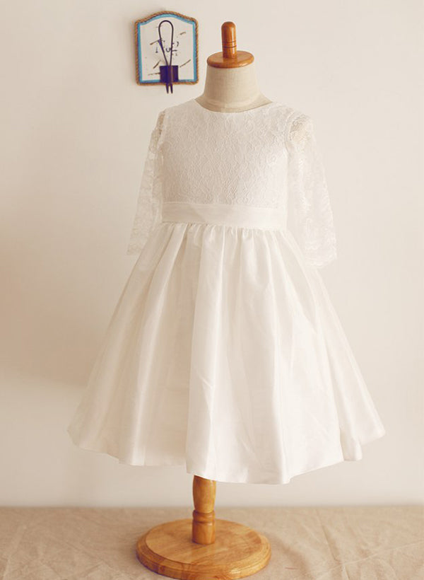 A-Line/Princess Taffeta Flower Girl Dresses With Bowknot