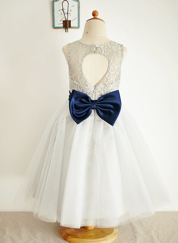 A-Line/Princess Tulle Flower Girl Dresses With Bowknot