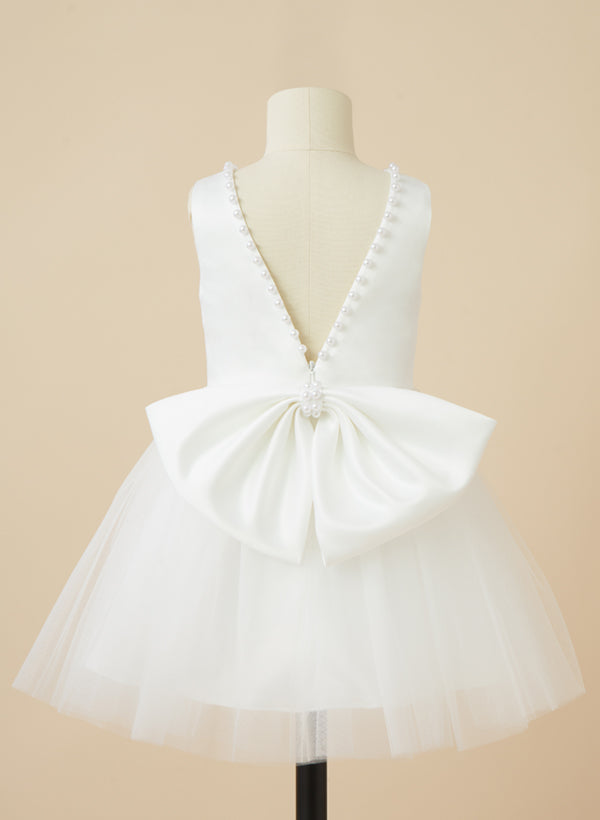 Ball Gown Scoop Flower Girl Dresses With Bow
