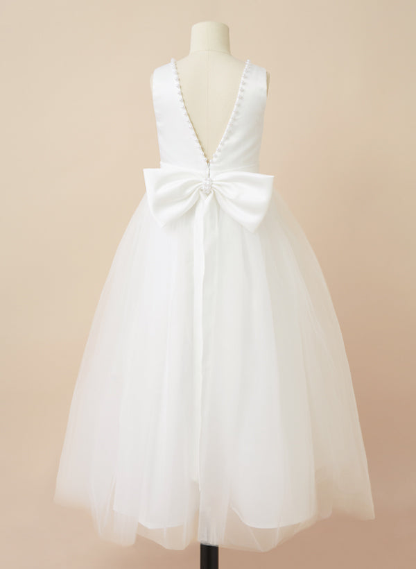 A-Line/Princess Scoop Flower Girl Dresses With Bow