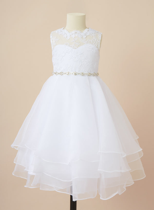 Ball Gown Scoop Flower Girl Dresses With Sash