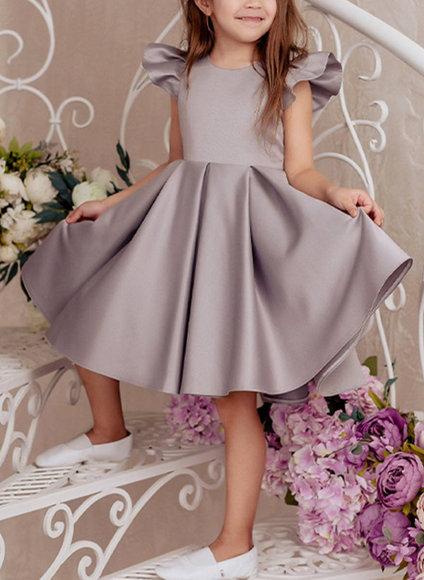a line flower girl dresses A-line Cute Ivory Lace Princess Long Train Flower Girl Dresses With Bo –  SELINADRESS main image 1