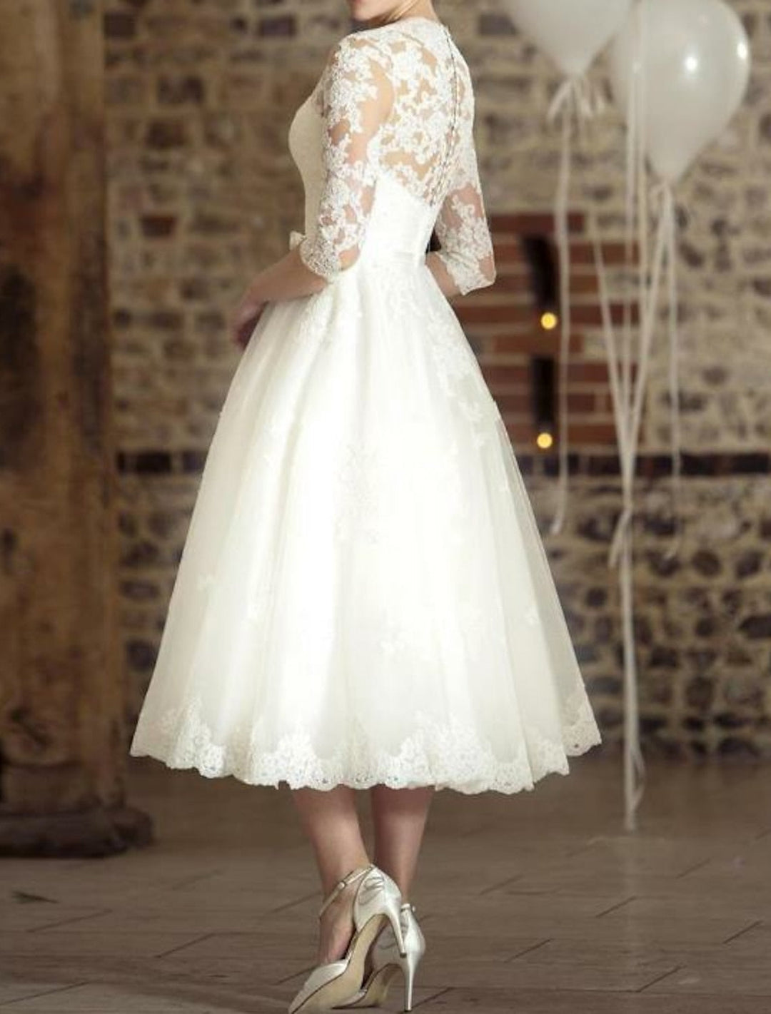 White Lace Tea Length Ivory Wedding Dresses House Of Mooshki