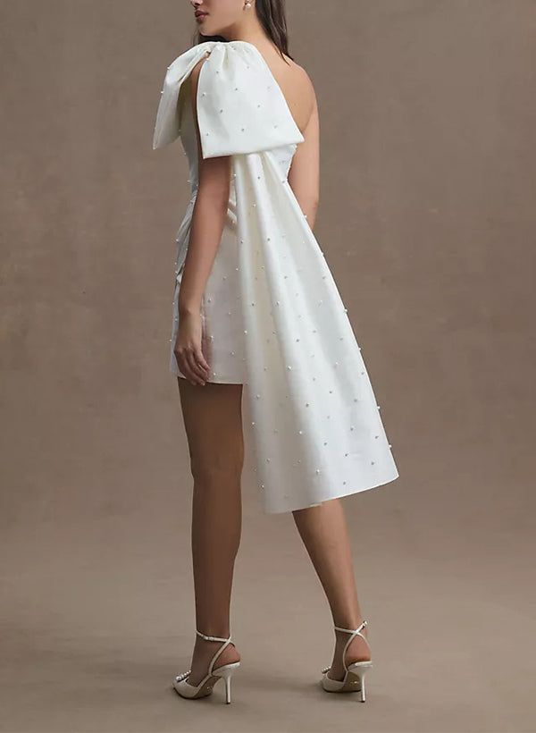 Sheath/Column One-Shoulder Mini Wedding Dress