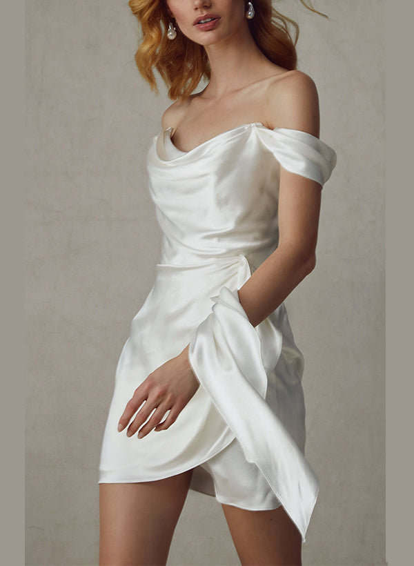 Sheath/Column Off-the-Shoulder Mini Wedding Dress
