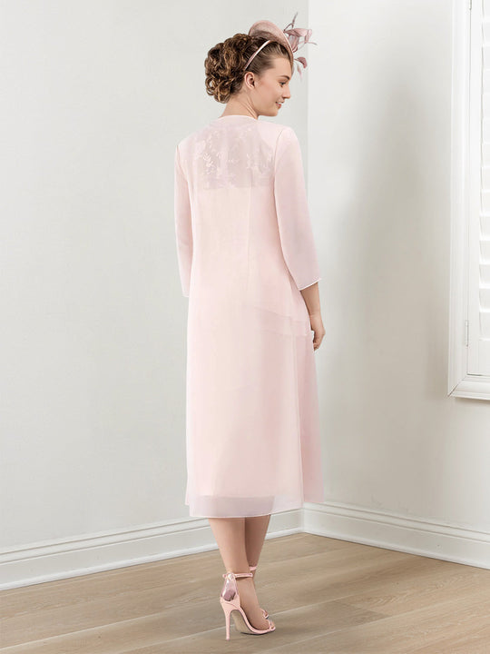 Sheath/Column Round Neck Mother Of The Bride Dresses With Applique & Jacket main image 0