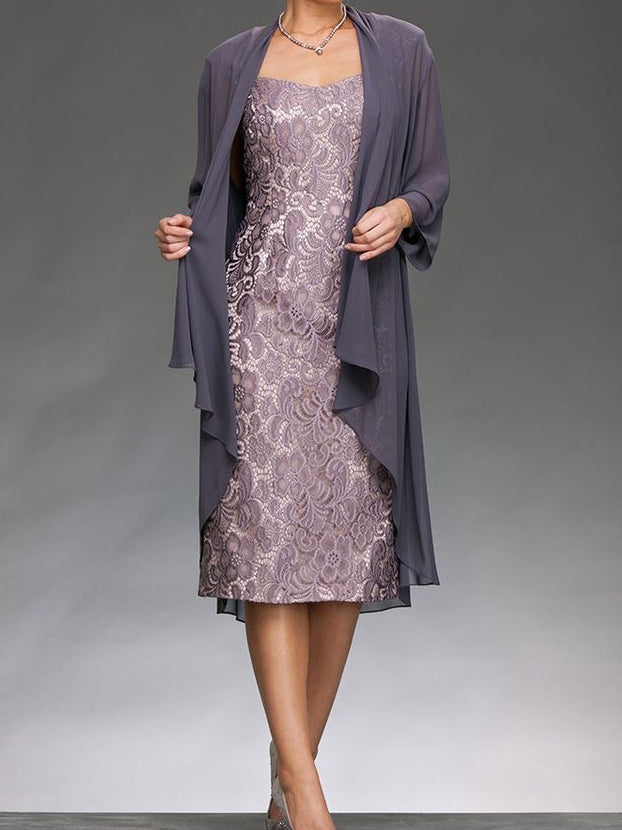 Sheath/Column Sleeveless Mother of the Bride Dresses with Applique & Jacket