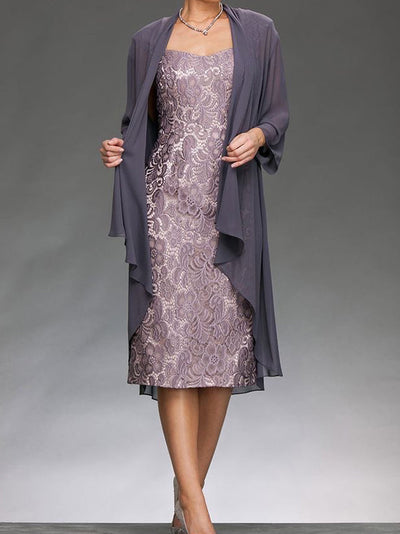 Sheath/Column Sleeveless Mother of the Bride Dresses with Applique & Jacket main image 0